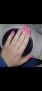 retouche en polygel liquide avec paillettes